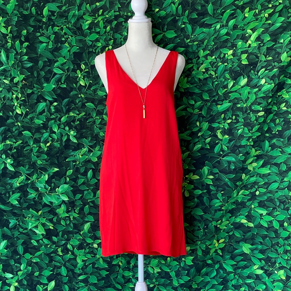 Reddish-Orange Lulu’s V Neck Dress